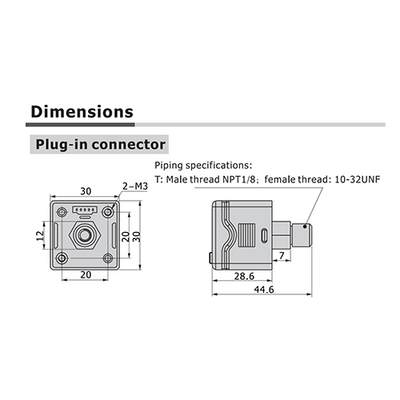 DPSP1B-10050T AIRTAC PRESSURE SWITCH 1/8" NPT PNP W/NANO QUICK DISC. & 5M CABLE